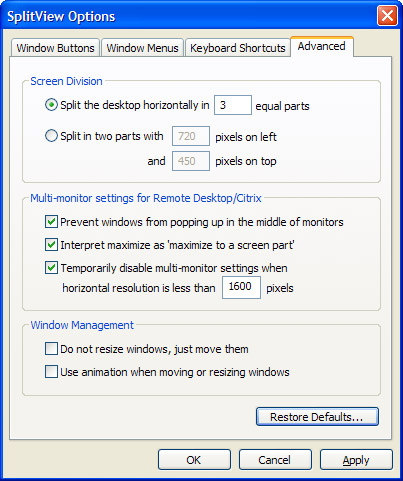 Dual Monitors Remote Desktop Vista
